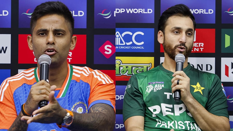 <div class="paragraphs"><p>Indian skipper Suryakumar Yadav (left) and his Pakistan counterpart Salman Ali Agha.</p></div>
