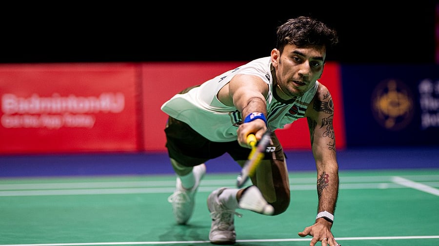 <div class="paragraphs"><p>Lakshya Sen reaches out to a return during his semifinal win. </p></div>