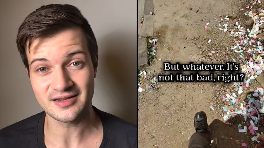 <div class="paragraphs"><p>Screengrab from viral video: Canadian influencer films 'really bad' Bengaluru footpaths.</p></div>