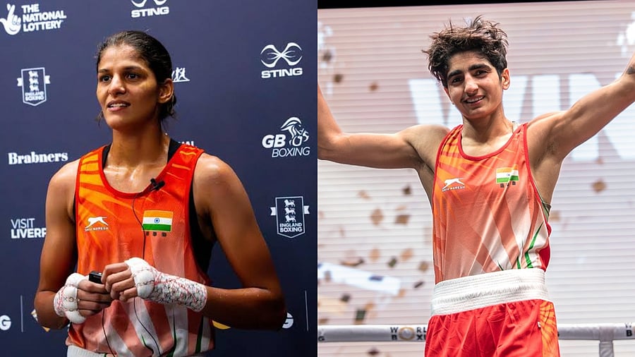 <div class="paragraphs"><p>Jaismine Lamboria (L) and Minakshi Hooda.</p></div>