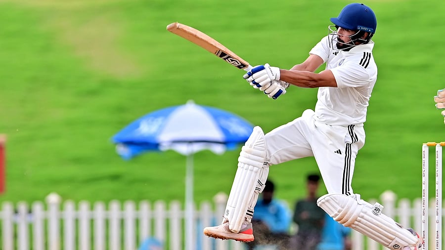 <div class="paragraphs"><p>South Zone's Ankit Sharma pulls one during his doughty 99-run knock against Central Zone at BCCI's Centre of Excellence in Bengaluru on Sunday. </p></div>
