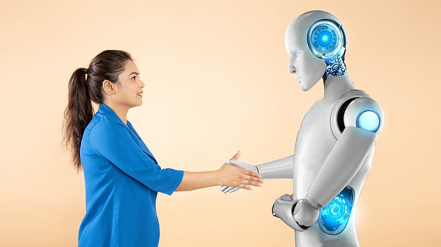 <div class="paragraphs"><p>A woman shaking hand with robot. </p><p></p><p>Photo for representational purpose.</p></div>