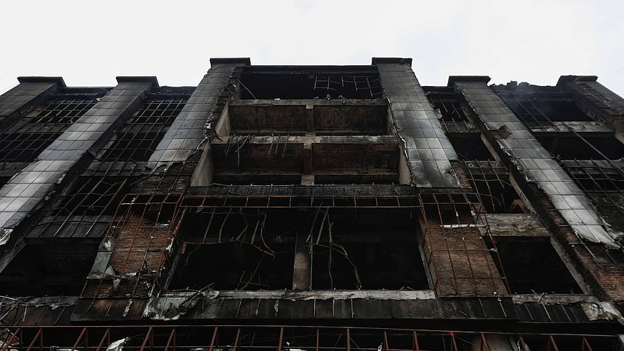 <div class="paragraphs"><p>A view of Bhat-Bhateni Supermarket that was ransacked and later torched, following the protest against anti-corruption triggered by a social media ban, which was later lifted, in Kathmandu.</p></div>
