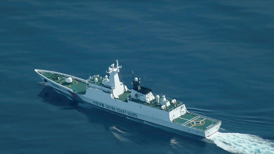 <div class="paragraphs"><p>An aerial view of a China Coast Guard ship navigating near the disputed Scarborough Shoal, in the South China Sea</p></div>