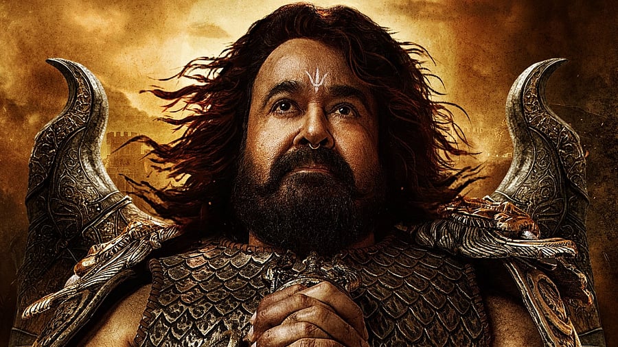 <div class="paragraphs"><p>Mohanlal on the poster of <em>Vrushabha</em>.</p></div>