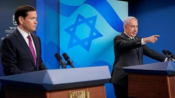 <div class="paragraphs"><p>Israeli Prime Minister Benjamin Netanyahu (R) takes a question from the media next to US Secretary of State Marco Rubio (L) at their joint press conference at the Prime Minister's Office, during Rubio's visit, in Jerusalem.</p></div>