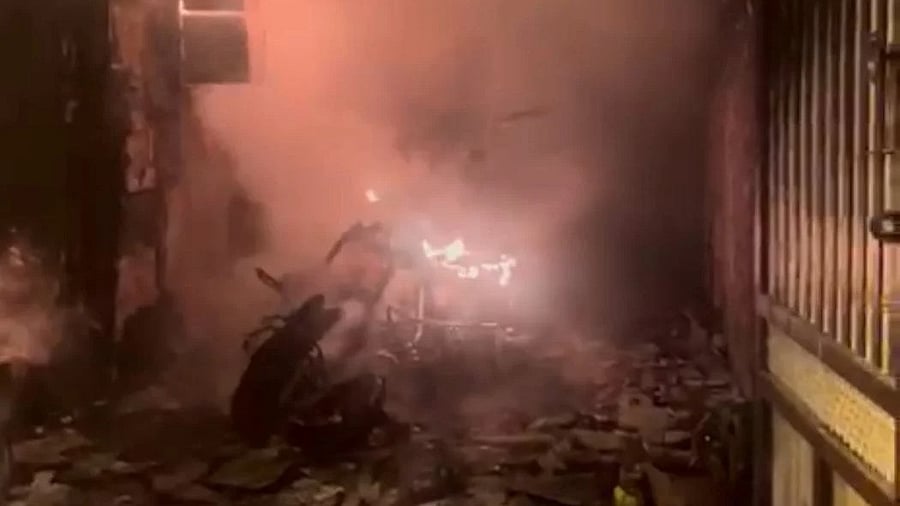 <div class="paragraphs"><p>The blaze was reported at a house on 3rd Cross, Krishna Layout, near Bhandepark. </p></div>