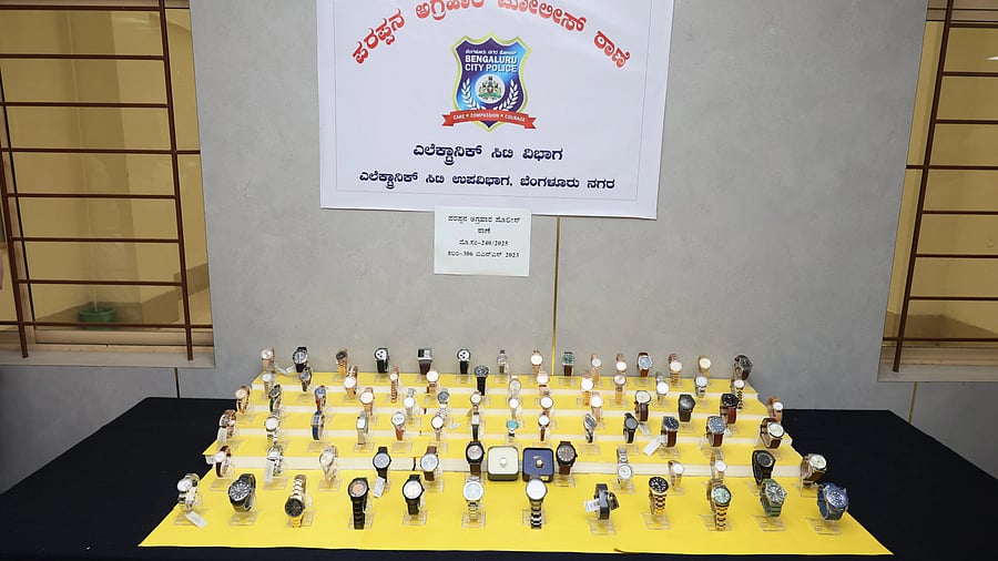 The stolen watches recovered by the Bengaluru police. 