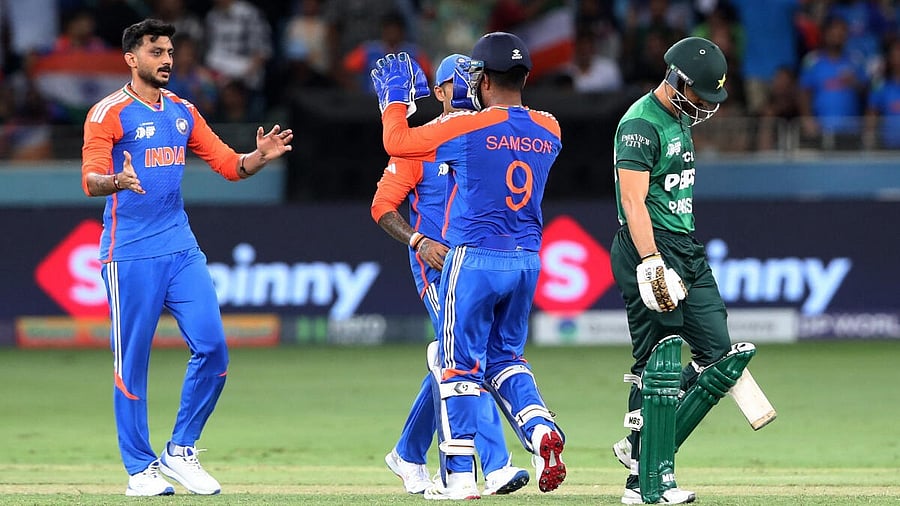 <div class="paragraphs"><p>Axar Patel (left) celebrates after dismissing Pakistan's Salman Agha in the Asia Cup tie.&nbsp;</p></div>
