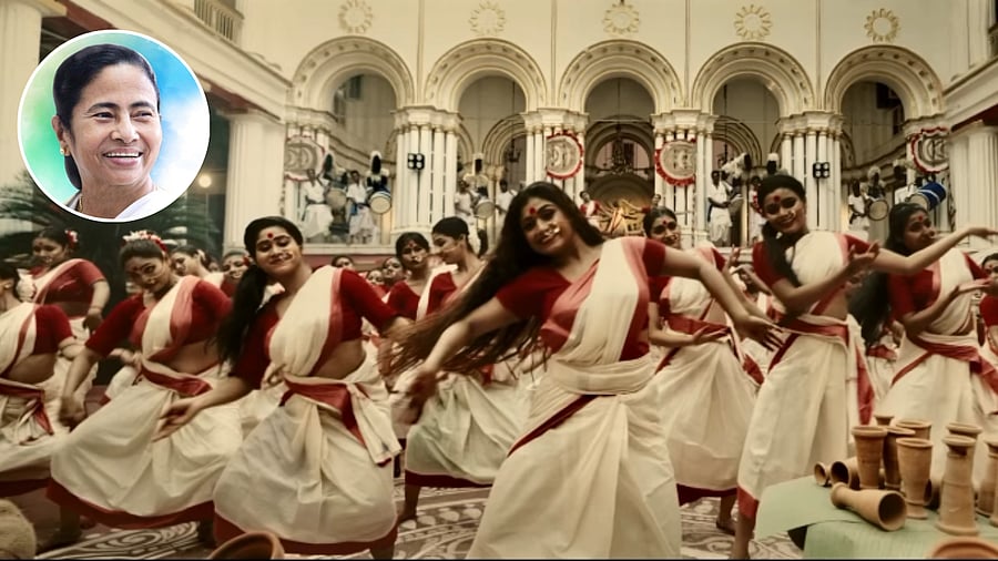 <div class="paragraphs"><p>A screengrab from song video: Inset: Mamata Banerjee.</p></div>