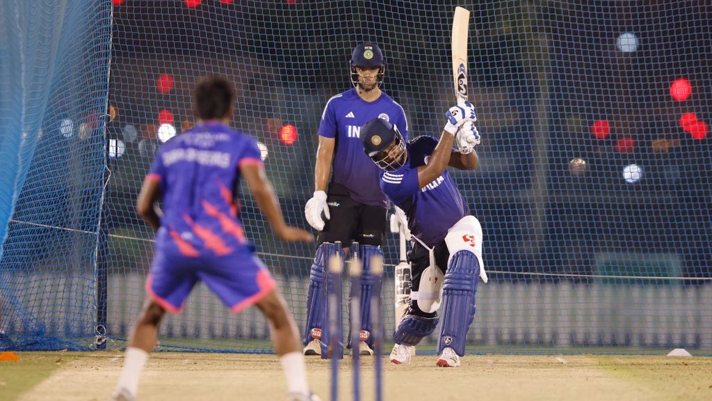 <div class="paragraphs"><p>Indian players go through their paces during a training session.&nbsp;</p></div>