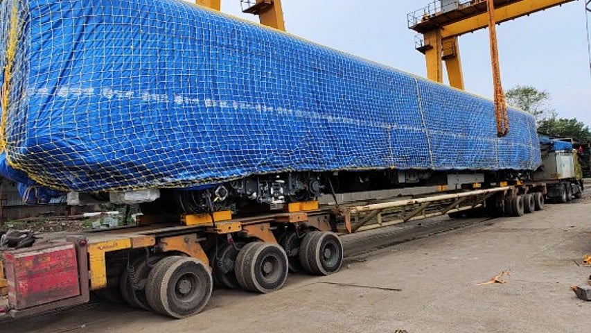 <div class="paragraphs"><p>One of the coaches of the sixth trainset for the Yellow Line dispatched by Bengal-based TRSL. </p></div>