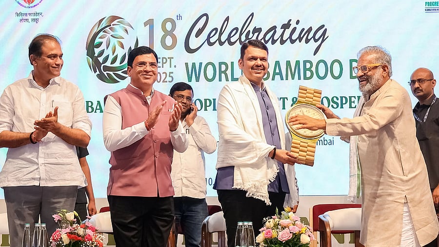 <div class="paragraphs"><p>CM Devendra Fadnavis at the 'Celebrating World Bamboo Day' programme in Mumbai.</p></div>