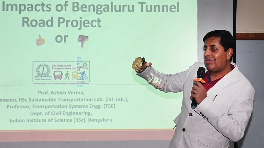 Prof. Ashish Verma, convener of the IISc Sustainable Transport Lab, shares insights on tunnel plan in Bengaluru on Saturday.