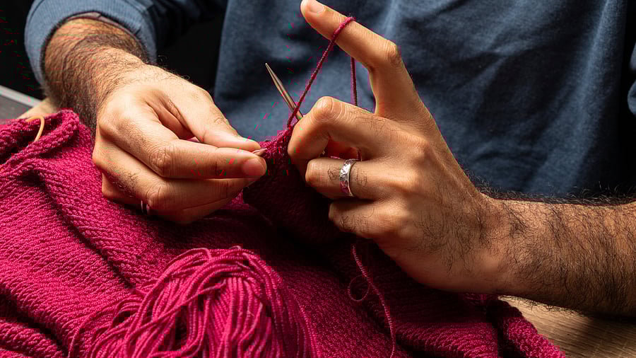 Crocheting and knitting are proving to be relaxing activities for men too.
