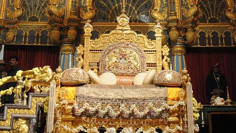 <div class="paragraphs"><p>Golden Throne at Ambavilas Durbar Hall at Mysuru Palace. </p></div>