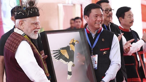 <div class="paragraphs"><p>Prime Minister Narendra Modi being felicitated by Arunachal Pradesh Chief Minister Pema Khandu.</p></div>