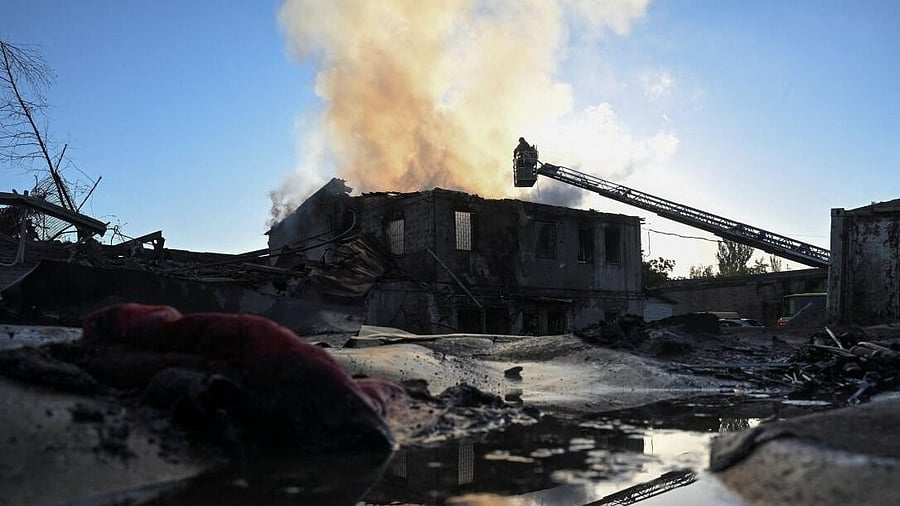 <div class="paragraphs"><p>A firefighter works at the site of a private enterprise damaged during a Russian air strike, amid Russia's attack on Ukraine, in Zaporizhzhia, Ukraine September 22, 2025.</p></div>