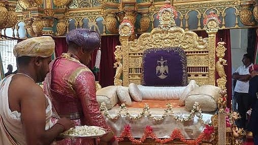 <div class="paragraphs"><p>Yaduveer Krishnadatta Chamaraja (YKC) Wadiyar at&nbsp;Amba Vilas hall of Mysuru palace.&nbsp;</p></div>
