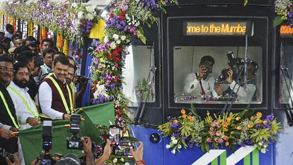 <div class="paragraphs"><p>Maharashtra Chief Minister Devendra Fadnavis and Deputy Chief Minister Eknath Shinde flag off the trial run of the Mumbai Metro Line-4, in Thane.</p></div>