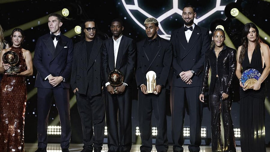<div class="paragraphs"><p>Ballon d'Or awardees with Brazilian great Ronaldinho (third left).</p></div>