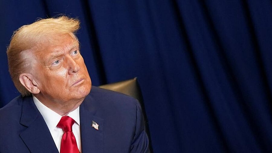 <div class="paragraphs"><p>US President Donald Trump looks on as he meets with European Commission President Ursula von der Leyen (not pictured) during the 80th United Nations General Assembly, in New York City, New York, US.</p></div>