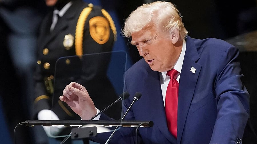 <div class="paragraphs"><p>US President Donald Trump addresses the 80th United Nations General Assembly, in New York City.</p></div>