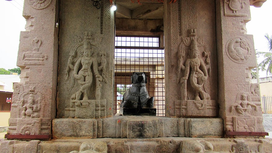 <div class="paragraphs"><p>The Nandi mantapa in the Dodda Matha at Kempasagar in Magadi taluk. </p></div>