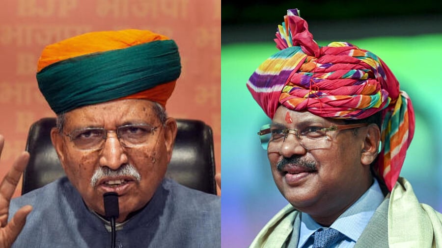 <div class="paragraphs"><p>Chief Justice of India B R Gavai (L) and Law Minister Arjun Ram Meghwal.</p></div>