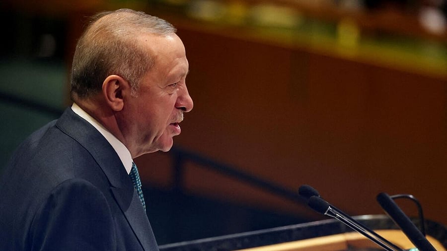 <div class="paragraphs"><p>Turkey's President Tayyip Erdogan speaks during the 80th United Nations General Assembly, in New York City, New York, US.</p></div>
