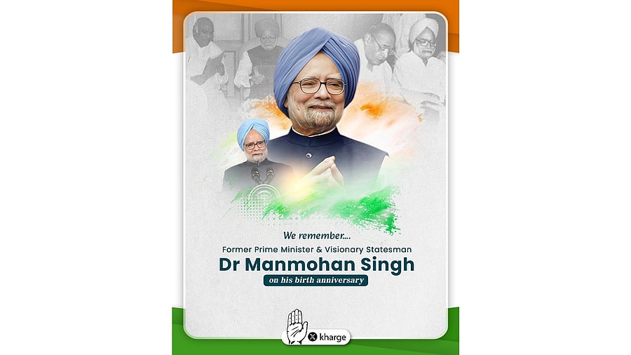 <div class="paragraphs"><p>Mallikarjun Kharge remembered Manmohan Singh through a post on X.</p></div>