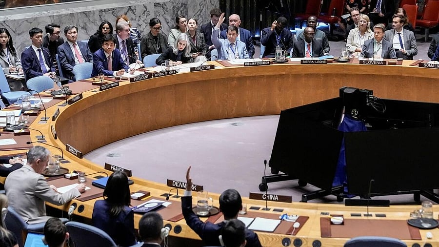 <div class="paragraphs"><p>Members of the United Nations Security Council vote on a resolution by Russia and China to delay by six months the reimposition of sanctions on Iran during the 80th U.N. General Assembly in New York City. </p></div>