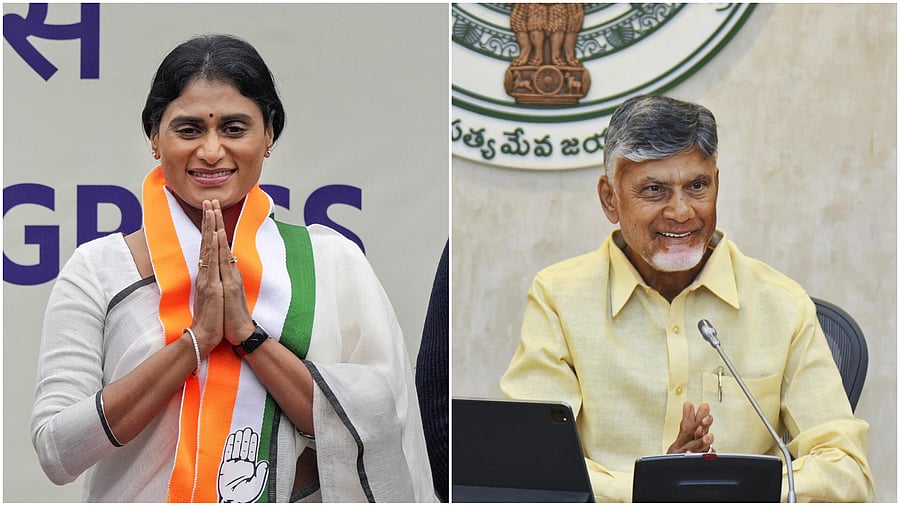 <div class="paragraphs"><p>YS Sharmila (L), Chandrababu Naidu.</p></div>