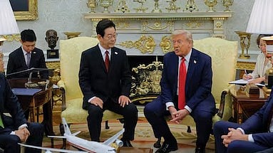 <div class="paragraphs"><p>File photo: US President Donald Trump meets with South Korean President Lee Jae Myung at the Oval Office, at the White House, in Washington. </p></div>