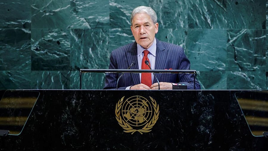 <div class="paragraphs"><p>New Zealand's Foreign Minister Winston Peters addresses the 80th United Nations General Assembly at U.N. headquarters in New York.</p></div>