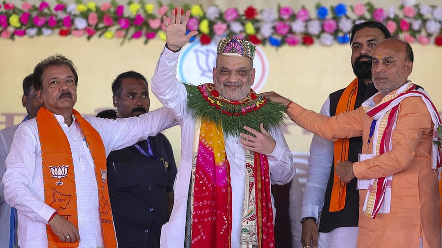 <div class="paragraphs"><p>In this image posted on Sept. 27, 2025, Union Home Minister Amit Shah during an interaction with BJP workers from Purnia, Kosi, and Bhagalpur regions, in Bihar.</p></div>