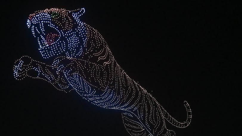 <div class="paragraphs"><p>Tiger made using 2983 drones. </p></div>