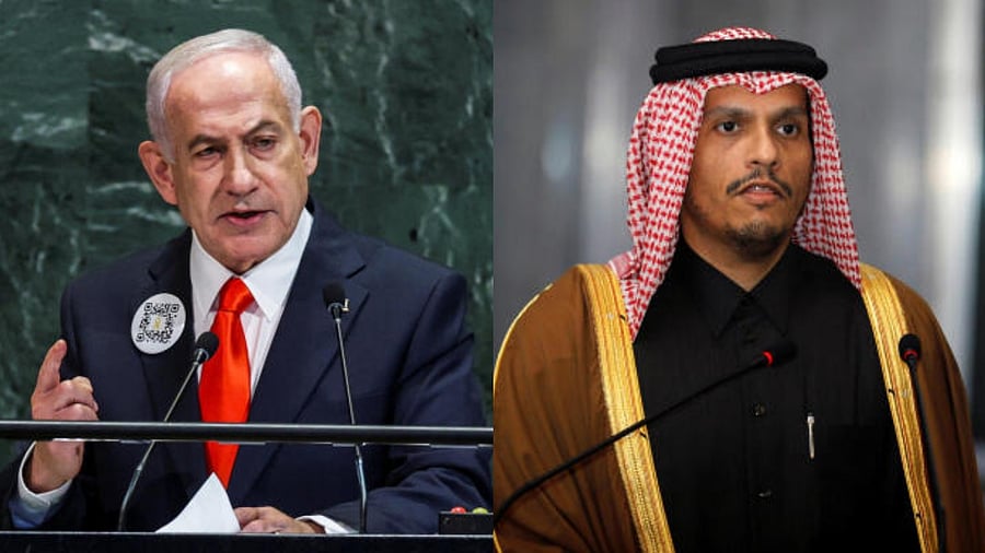 <div class="paragraphs"><p>Israeli Prime Minister Benjamin Netanyahu (L) and Qatari Prime Minister Sheikh Mohammed bin Abdulrahman al-Thani.</p></div>