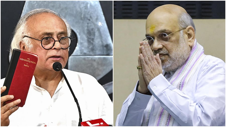 <div class="paragraphs"><p>Jairam Ramesh (L) and Amit Shah</p></div>
