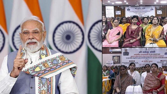 <div class="paragraphs"><p>Prime Minister Narendra Modi speaking after virtually launching Bihar's Mukhyamantri Mahila Rojgar Yojana via video conferencing from New Delhi on September 26, 2025.</p></div>