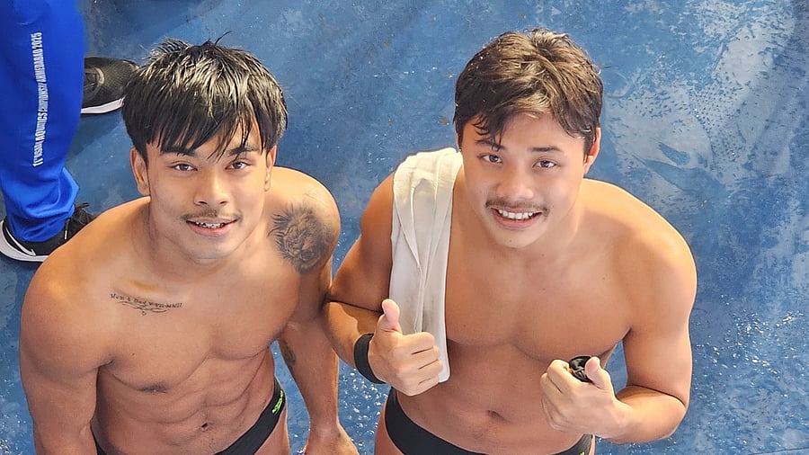 <div class="paragraphs"><p>Wilson Singh Ningthoujam (left) and Indiver Sairem won India's first-ever medal in the men's synchronised 10m platform at the Asian Aquatics Championships in Ahmedabad on Monday.</p></div>