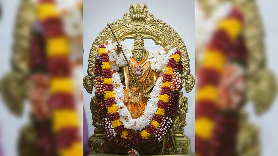 <div class="paragraphs"><p>The bedecked idol of Goddess Chamundeshwari.&nbsp;&nbsp;</p></div>