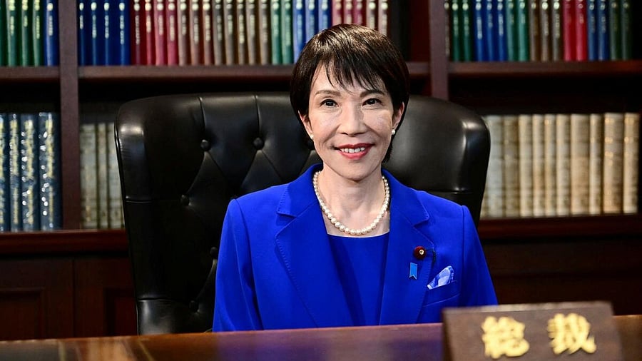 <div class="paragraphs"><p>Sanae Takaichi, the newly elected leader of Japan's ruling Liberal Democratic Party (LDP), poses in the party leader's office after the LDP leadership election in Tokyo, Japan, October 4, 2025.</p></div>