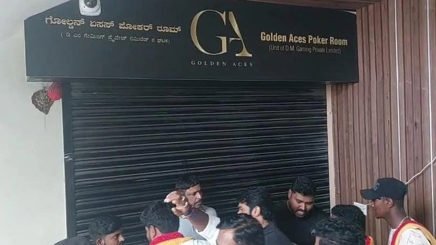 <div class="paragraphs"><p>Pro-Kannada activists at a gaming centre in Koramangala on Sunday. </p></div>