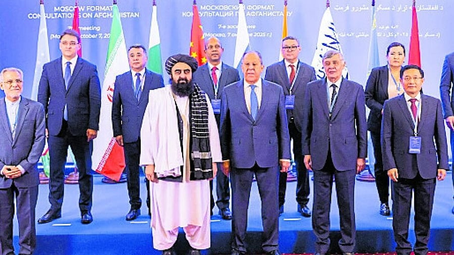 <div class="paragraphs"><p>Participants of the ‘Moscow Format’ talks, including Russia’s Foreign Minister Sergei Lavrov and Afghanistan’s Amir Khan Muttaqi, in Moscow, on Tuesday. </p></div>