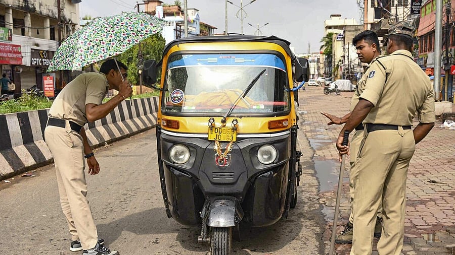 <div class="paragraphs"><p>Security check underway during curfew in the wake of incidents of violence, in Cuttack.</p></div>