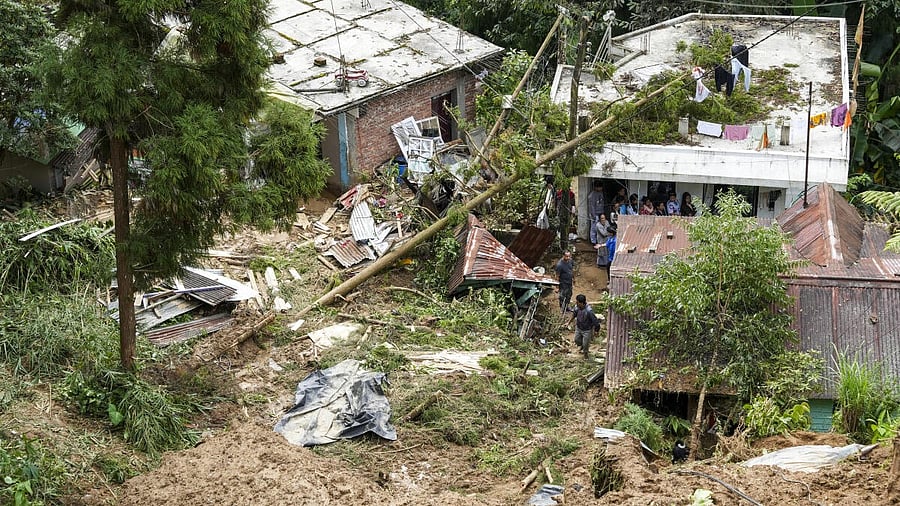 <div class="paragraphs"><p>Damaged structures at an affected area after landslides and heavy rainfall, in Darjeeling district, West Bengal.</p></div>