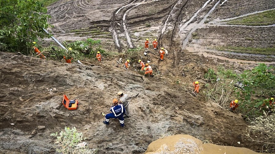 <div class="paragraphs"><p>Search and rescue operation underway after a massive landslide hit a private bus, in Bilaspur district, Himachal Pradesh.</p></div>