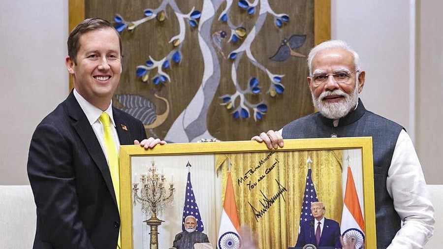 <div class="paragraphs"><p>Prime Minister Narendra Modi with US Ambassador-designate to India Sergio Gor during a meeting, in New Delhi. </p></div>