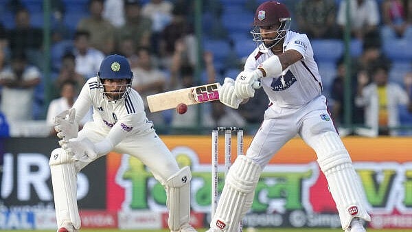 <div class="paragraphs"><p>West Indies' Shai Hope plays a shot during the third day of the second and final Test cricket match between India and West Indies at the Arun Jaitley Stadium in New Delhi.</p></div>